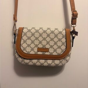 Amy Miller Patterned Cream and Tan Crossbody Bag